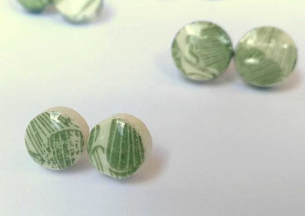Ohrstecker Lucha Porzellan 925 Sterling Silber grün ginko